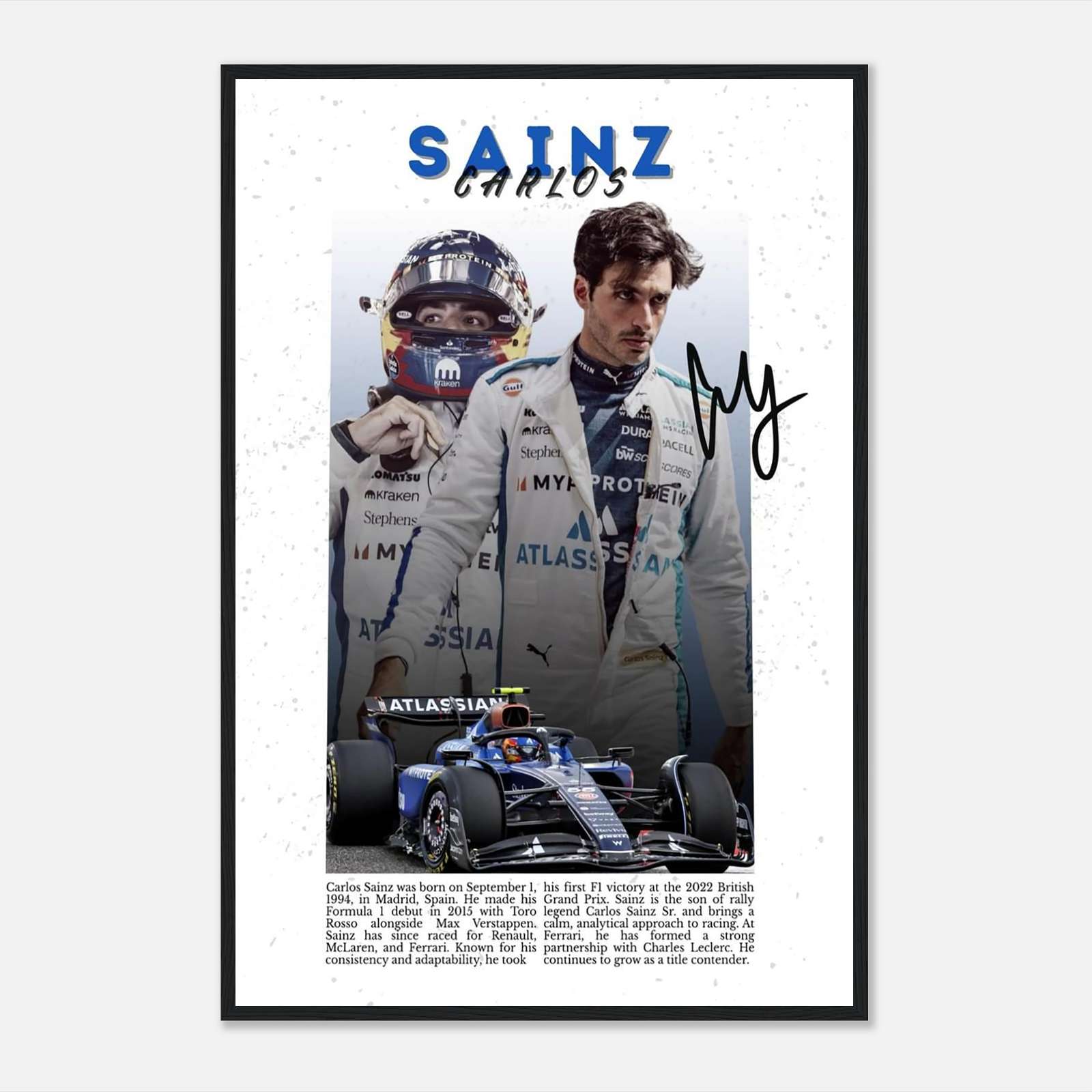 Carlos Sainz Poster, Carlos Sainz Jr. Poster, Signed Formula 1 Poster ...