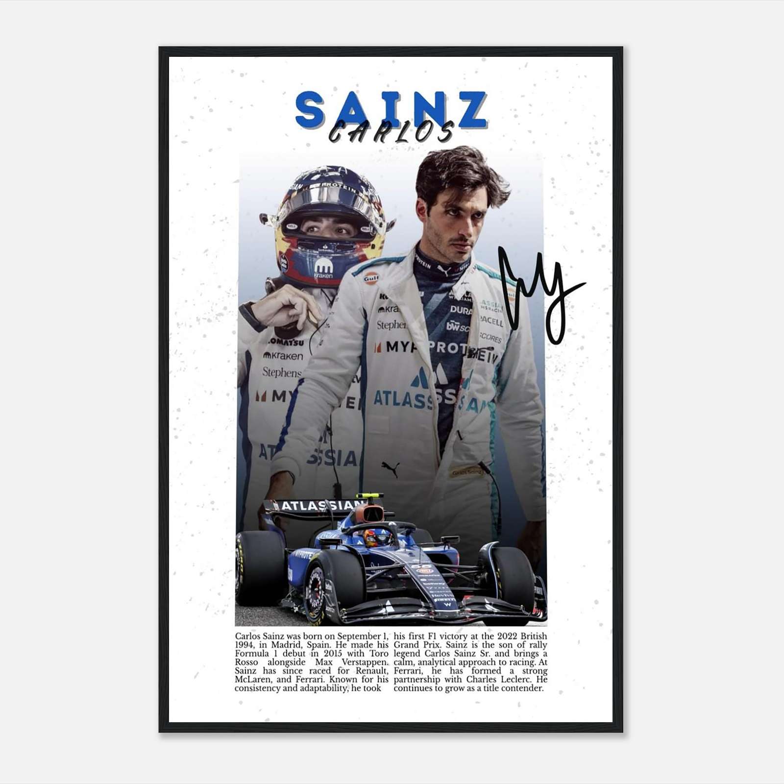 Carlos Sainz Poster, Formula 1 Poster, Sports Poster, Full-Size Poster ...