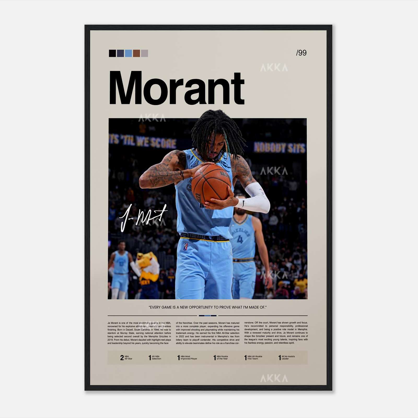 Ja Morant Poster, Basketball Poster, Basketball Player Poster, Full ...