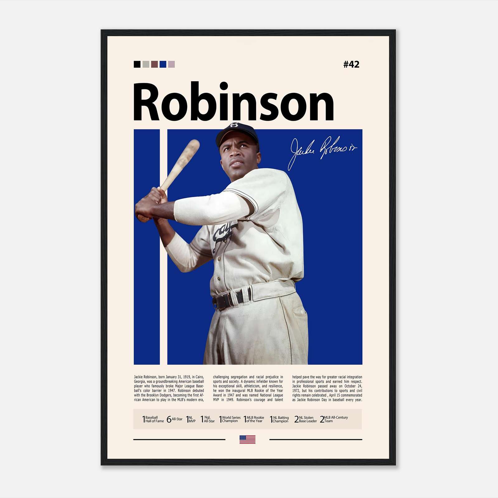 Jackie Robinson Poster, Baseball Poster, Sports Poster, Full-Size ...
