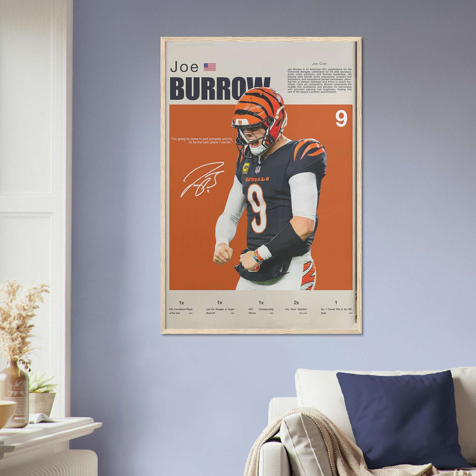 Joe Burrow Poster, American Football Poster, Football Poster, Full-Size ...