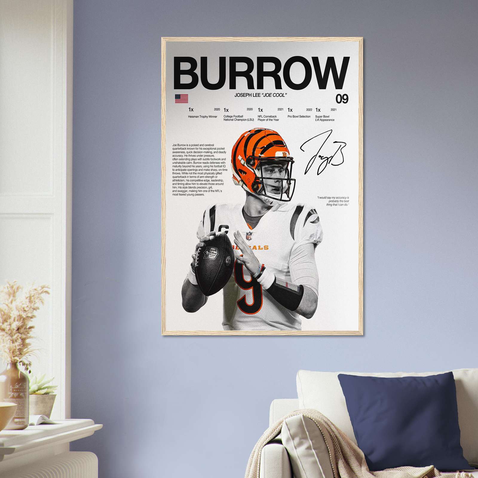 Joe Burrow Poster, Sports Poster, American Football Poster, Football ...