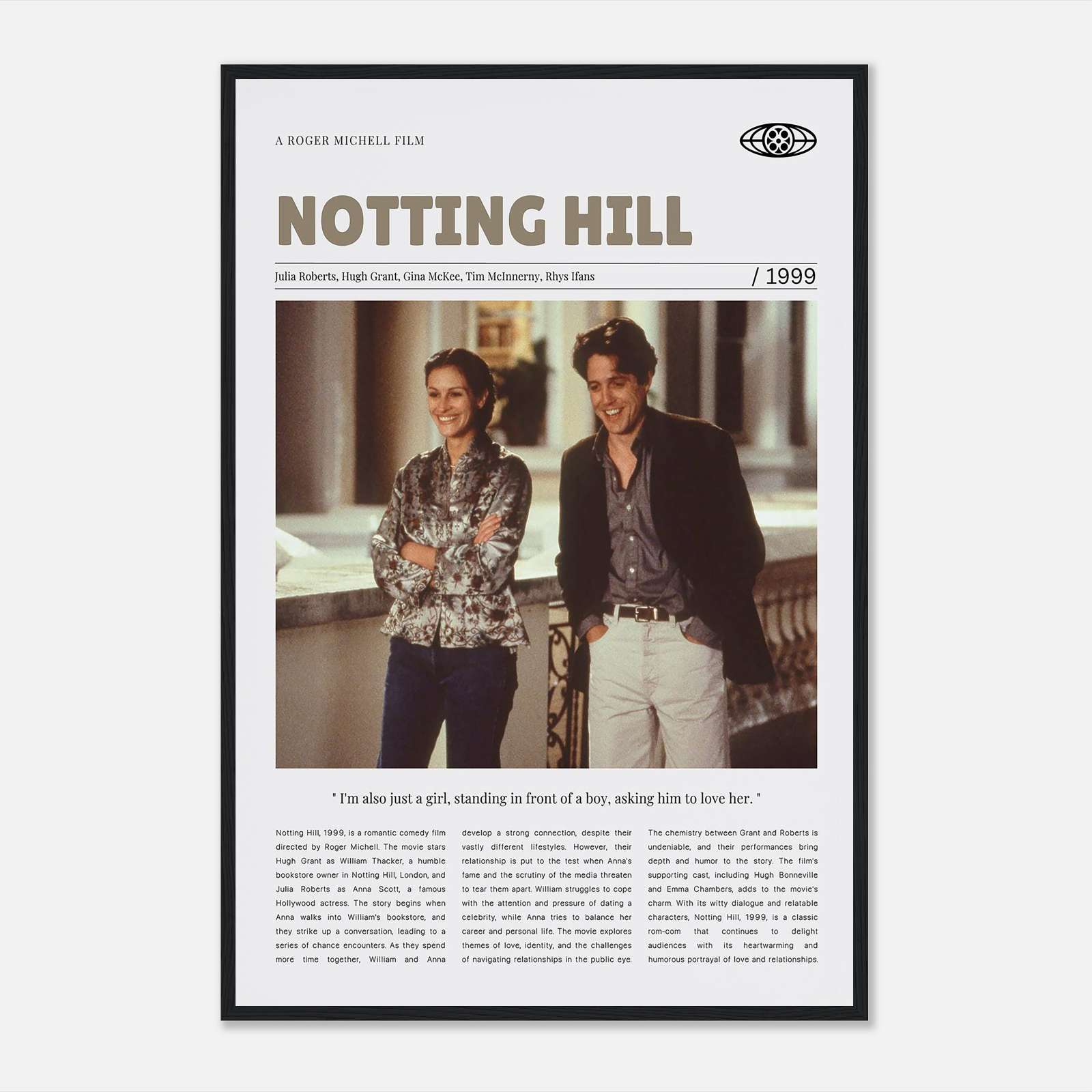 Notting Hill Movie Poster, Notting Hill Film Poster, Vintage Movie ...