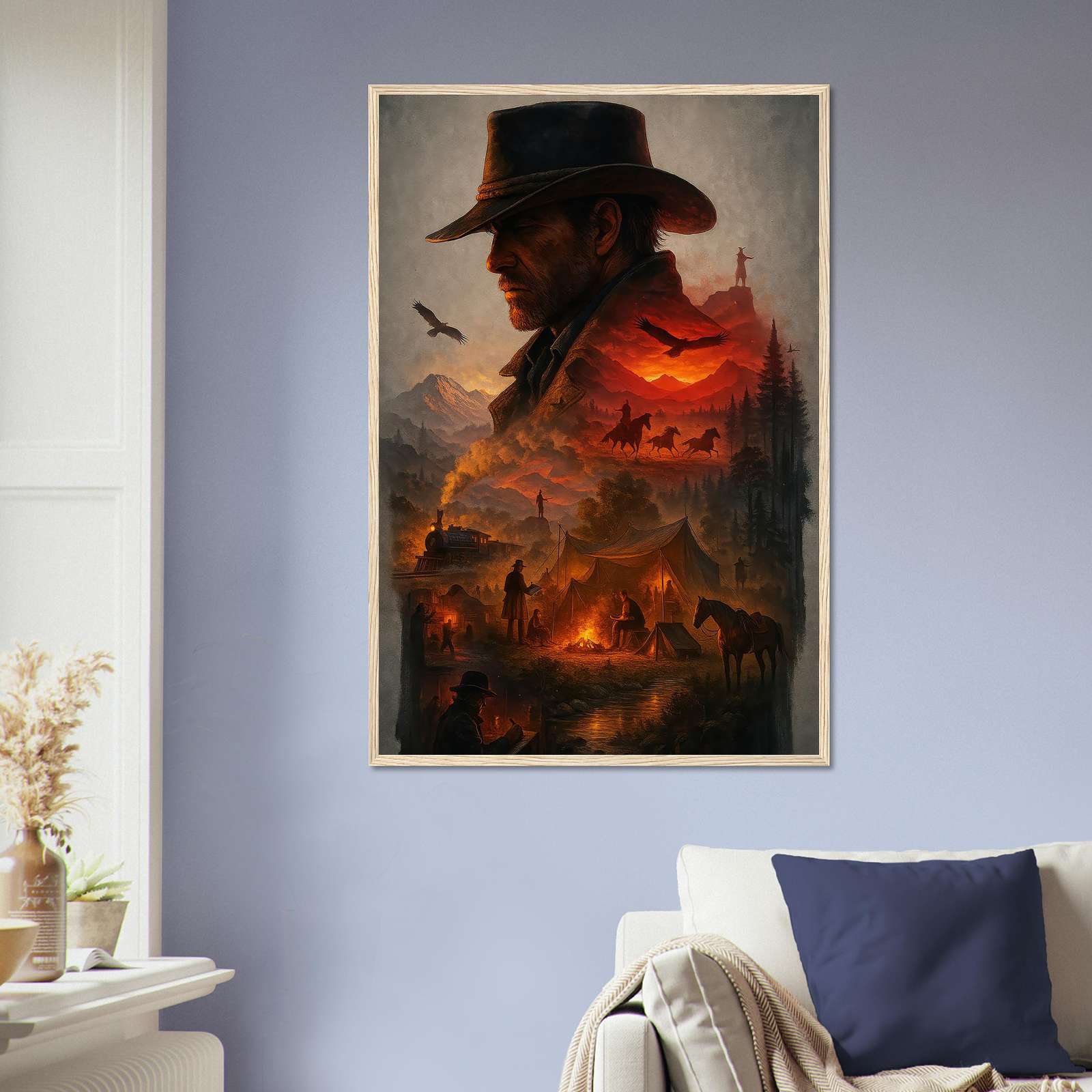Red Dead Redemption 2 Poster, Game Art Poster, Cowboy Wall Art, Full