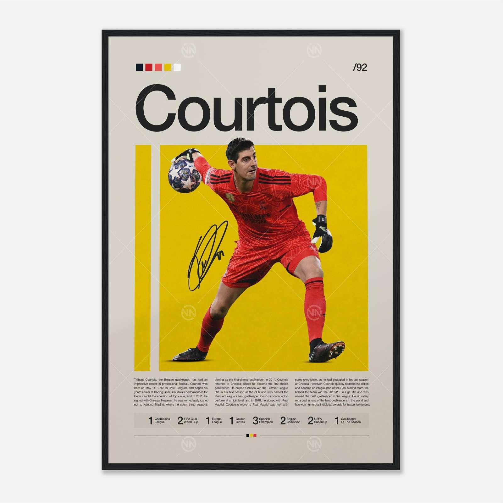 Thibaut Courtois Poster, Sports Poster, Football Poster, Full-Size