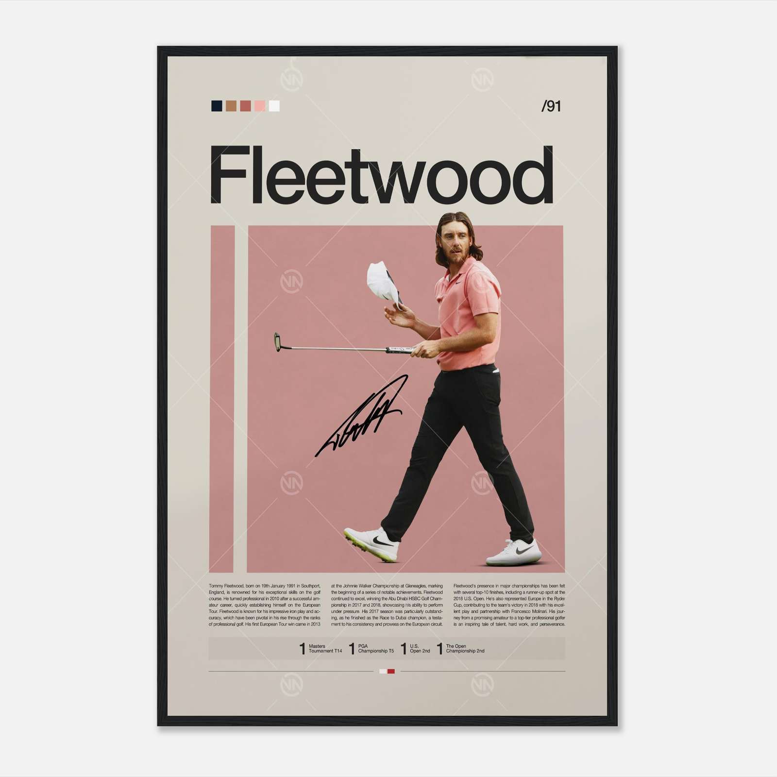 Tommy Fleetwood Poster, Sports Poster, Golf Gifts, Full-Size